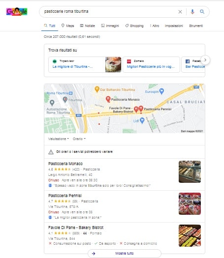 Google My Business - profili in serp