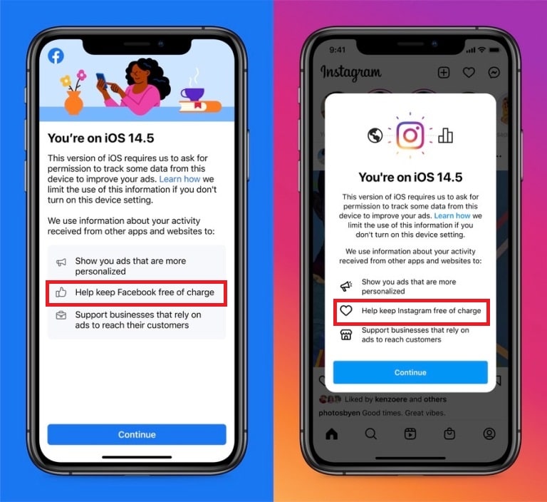 iOS 14 e Facebook: gli effetti del privacy update a distanza di 6 mesi - banner opt in facebook anti-Apple